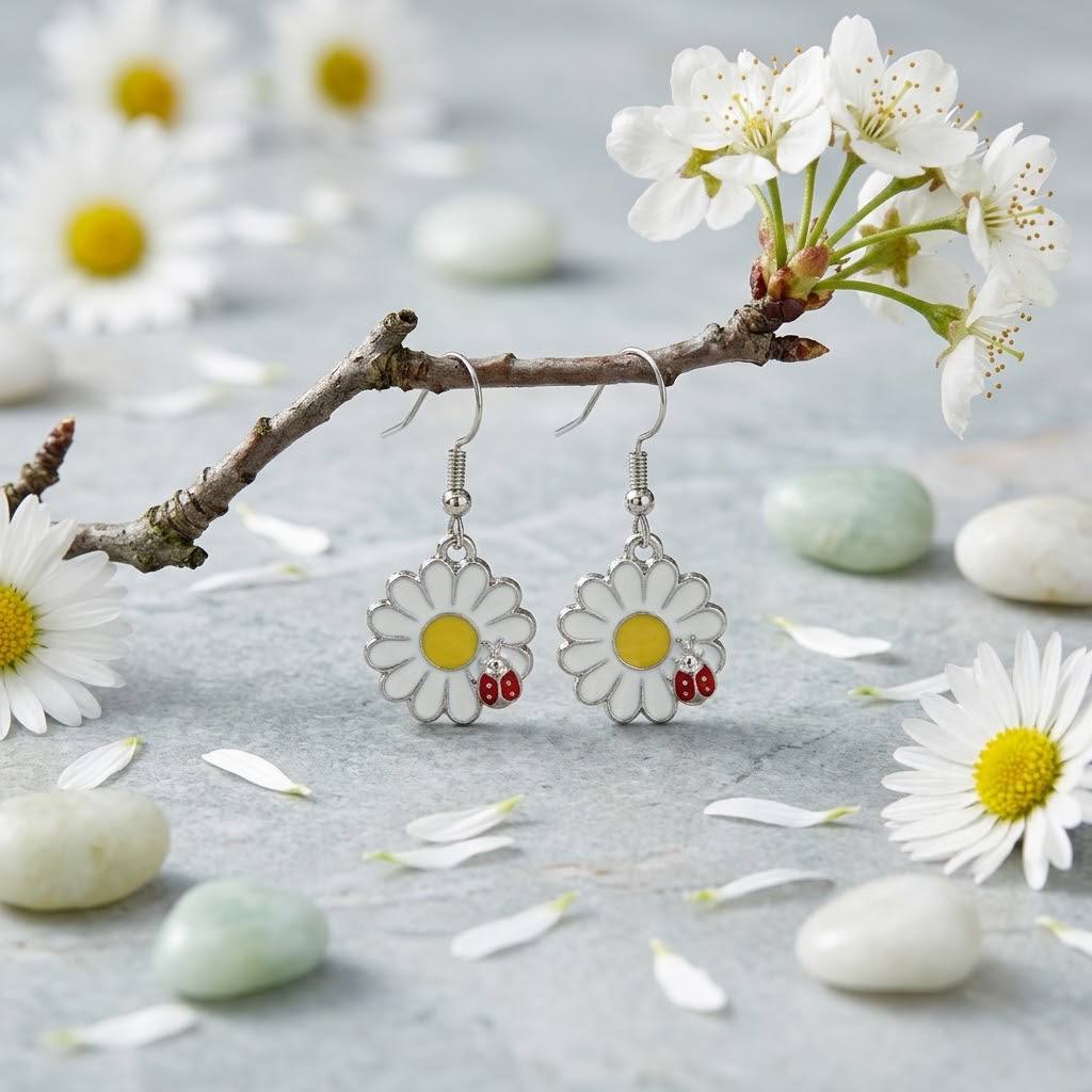 گوشواره گل بابونه پینه دوز